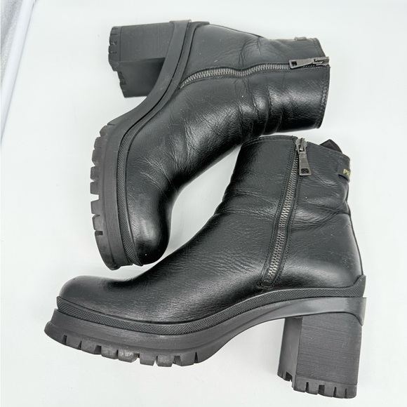 Prada Black leather Lug sole logo Chelsea Boots block heel EU 38.5 - Picture 8 of 16